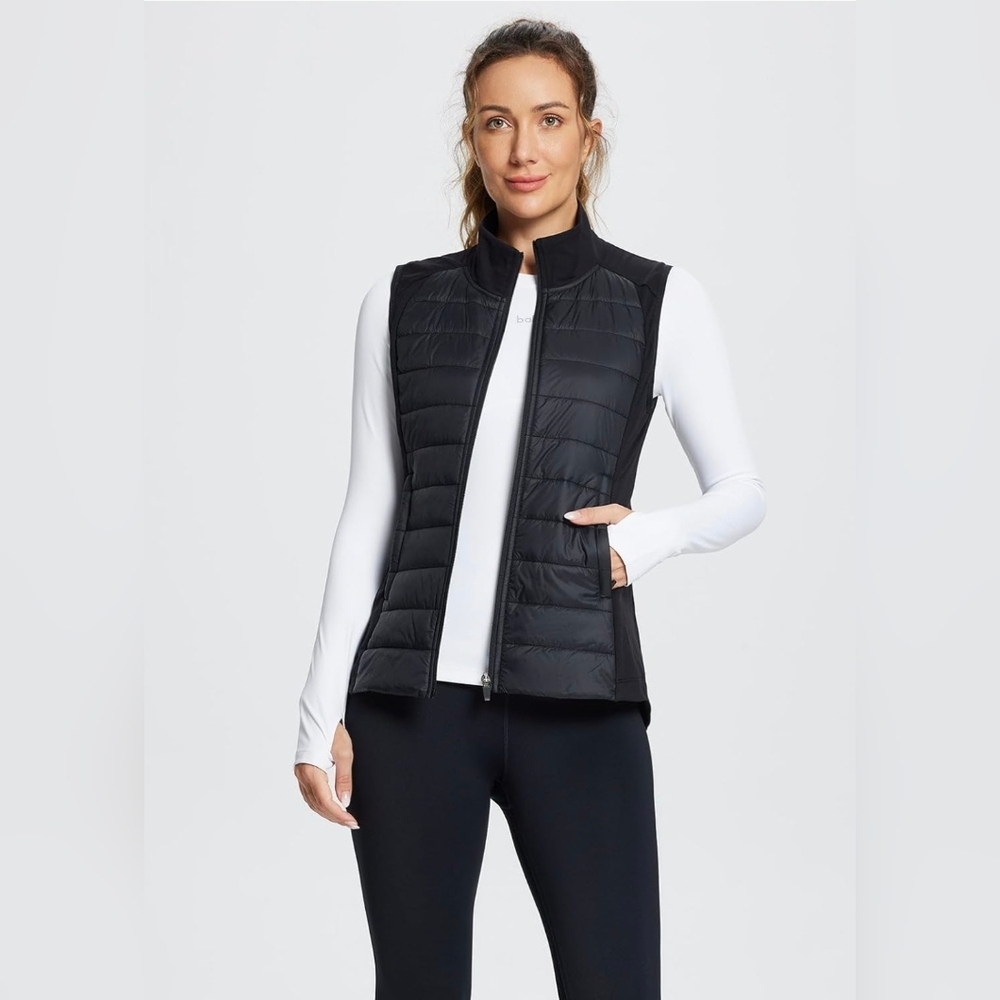 Baleaf Women's Black Lightweight Warm Puffer Vest Lightweight L Like New!